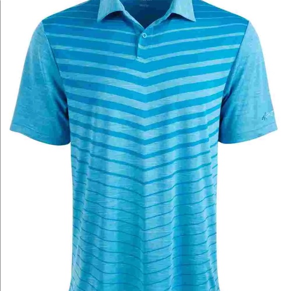 Attack Life By Greg Norman Men's Ombre Chevron Jacquard Polo, Calypso Blue, S - Picture 1 of 6